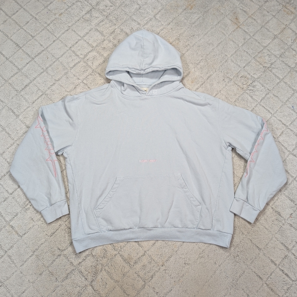 Lonely Ghost Hoodie Adult 2X Blue Pale Embroidered Graphic Oversized Lounge